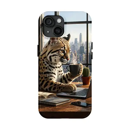 Ocelot Working Laptop Coffee City View