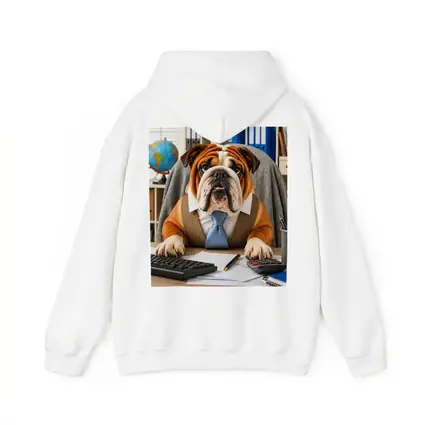 Bulldog Wearing Tie At Office Desk
