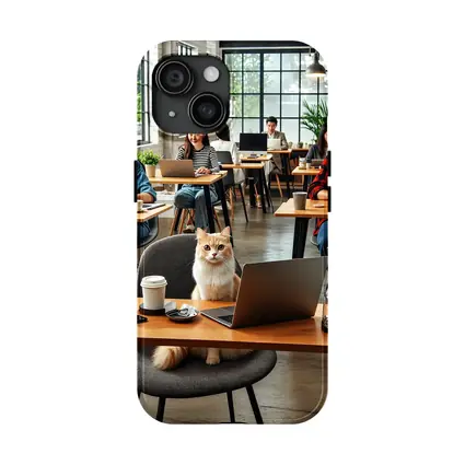 Cat Sitting in Busy Coffee Shop
