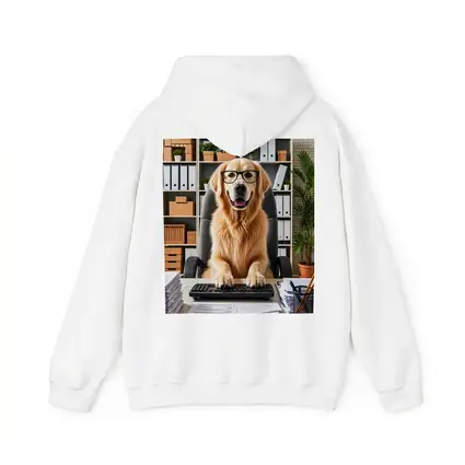 Golden Retriever Office Worker At Computer Desk