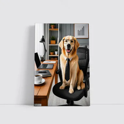 Golden Retriever Office Dog Glasses Tie