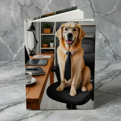 Golden Retriever Office Dog Glasses Tie