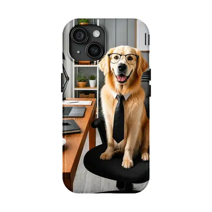 Golden Retriever Office Dog Glasses Tie