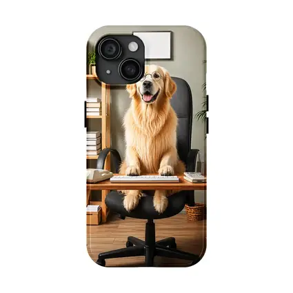 Golden Retriever Boss At Office Desk