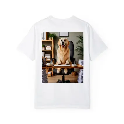 Golden Retriever Boss At Office Desk