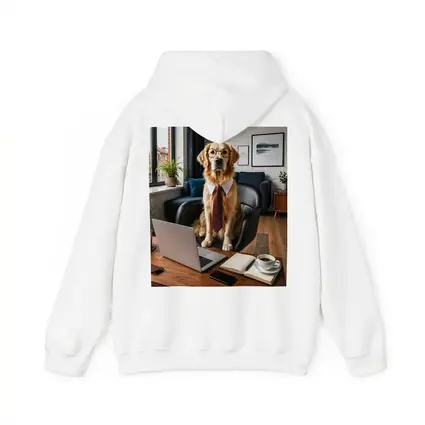 Golden Retriever Wearing Glasses Office Setting