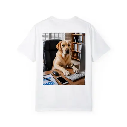 Labrador Retriever Working At Office Desk