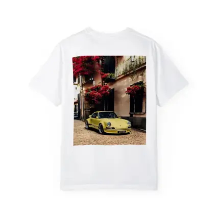 Yellow Porsche 911 RS Cobblestone Street