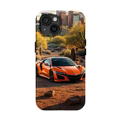 Acura NSX Orange Desert City Skyline