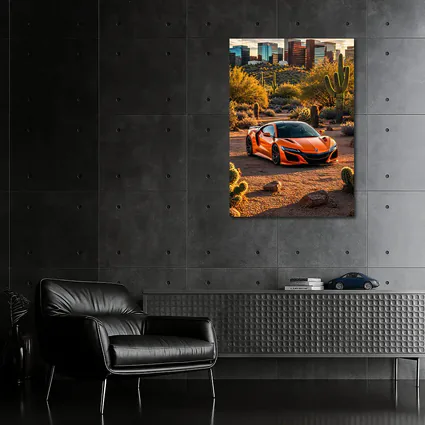 Acura NSX Orange Desert City Skyline
