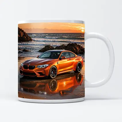 BMW M2 Orange Coupe Beach Sunset