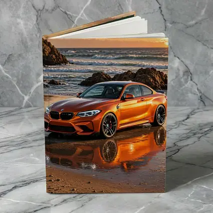 BMW M2 Orange Coupe Beach Sunset