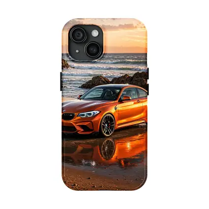BMW M2 Orange Coupe Beach Sunset
