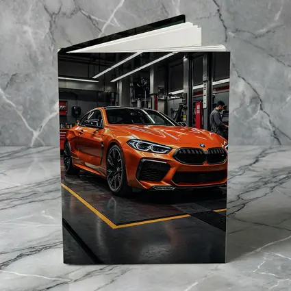 BMW M8 Orange Coupe Auto Service Garage