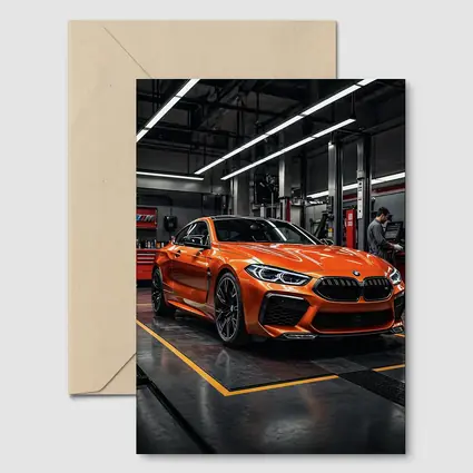 BMW M8 Orange Coupe Auto Service Garage