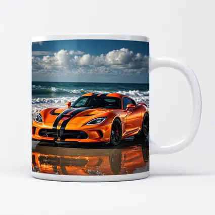 Dodge Viper Orange Black Stripes Beach