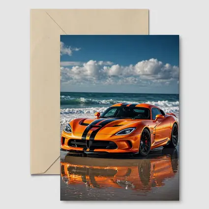 Dodge Viper Orange Black Stripes Beach