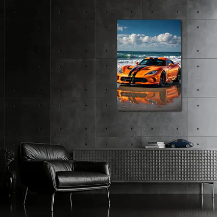 Dodge Viper Orange Black Stripes Beach
