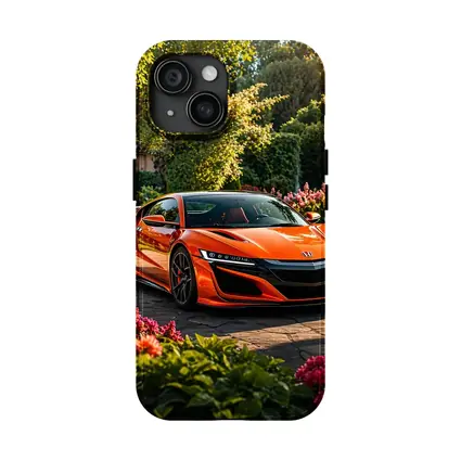 Acura NSX Orange Sports Car Garden Setting