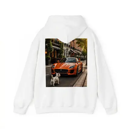 Orange Jaguar F-Type With Westie Dog