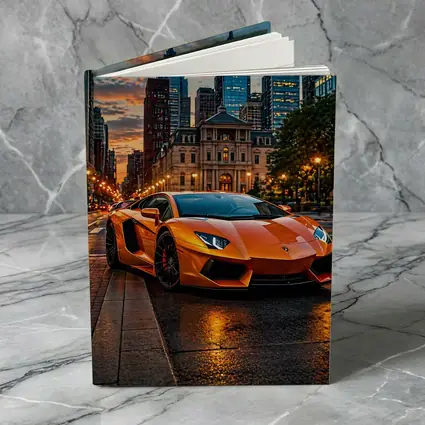 Orange Lamborghini Aventador City Street Sunset