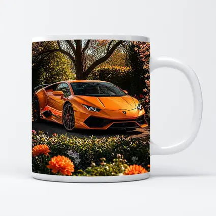 Orange Lamborghini Huracan Garden Flower Setting