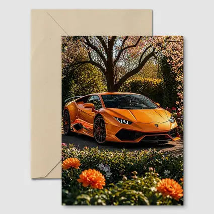 Orange Lamborghini Huracan Garden Flower Setting