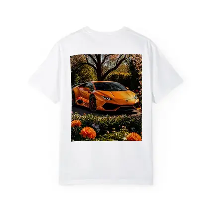 Orange Lamborghini Huracan Garden Flower Setting