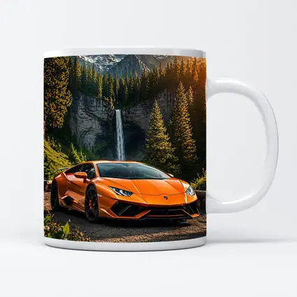 Orange Lamborghini Huracan Mountain Waterfall Forest