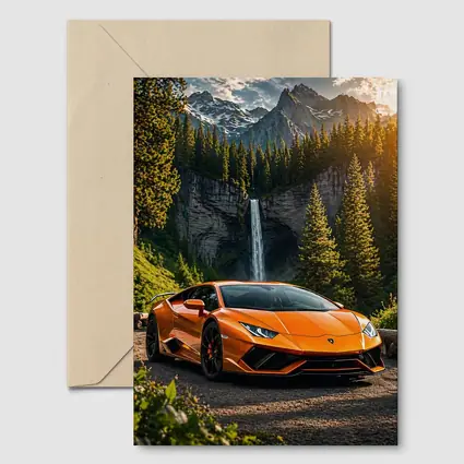 Orange Lamborghini Huracan Mountain Waterfall Forest