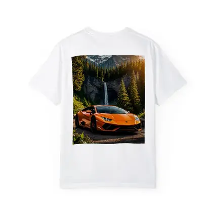 Orange Lamborghini Huracan Mountain Waterfall Forest