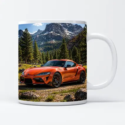 Orange Toyota Supra Mountain Forest Setting