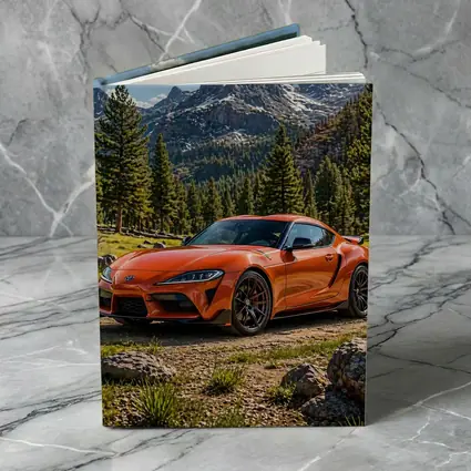 Orange Toyota Supra Mountain Forest Setting