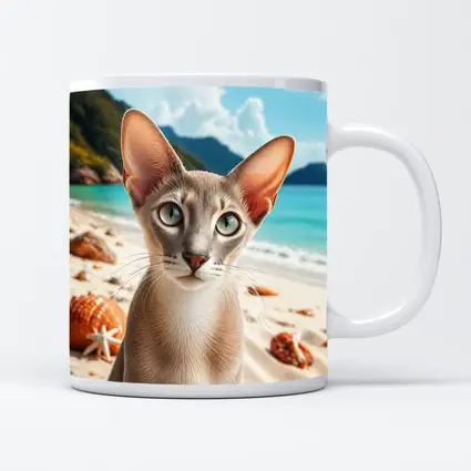 Oriental Shorthair Cat on Tropical Beach