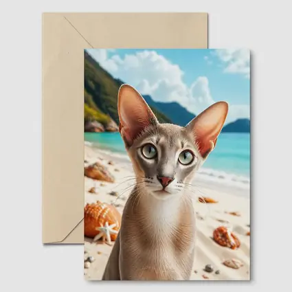 Oriental Shorthair Cat on Tropical Beach