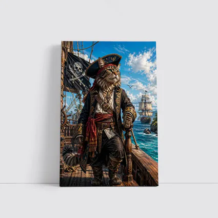 Pirate Cat Captain On Caribbean Ship