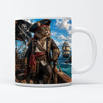 Pirate Cat Captain On Caribbean Ship