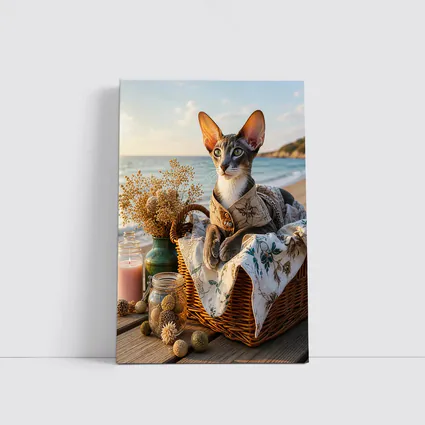 Oriental Shorthair Cat Cozy Beach Basket