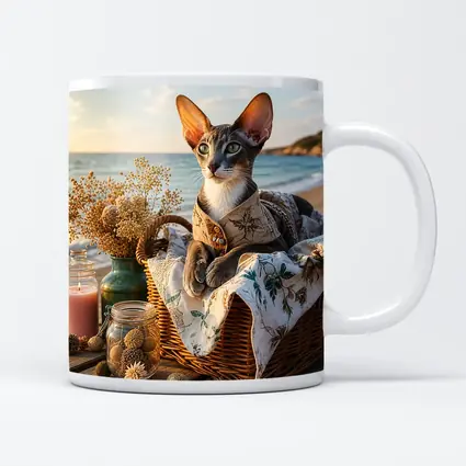 Oriental Shorthair Cat Cozy Beach Basket