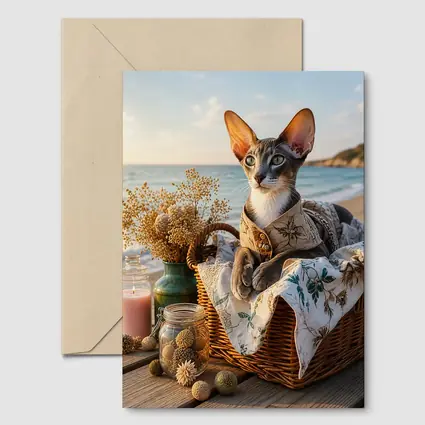 Oriental Shorthair Cat Cozy Beach Basket