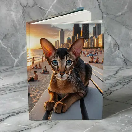 Abyssinian Cat Chicago Skyline Beach Sunset
