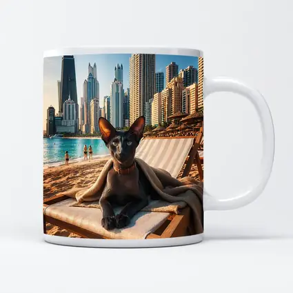 Oriental Shorthair Cat Relaxing Dubai Beach