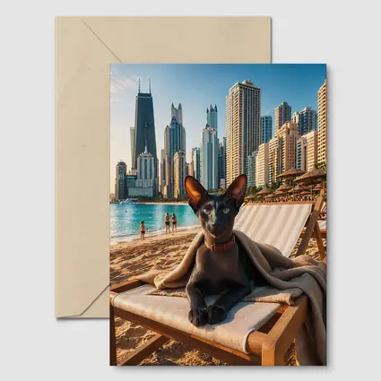 Oriental Shorthair Cat Relaxing Dubai Beach