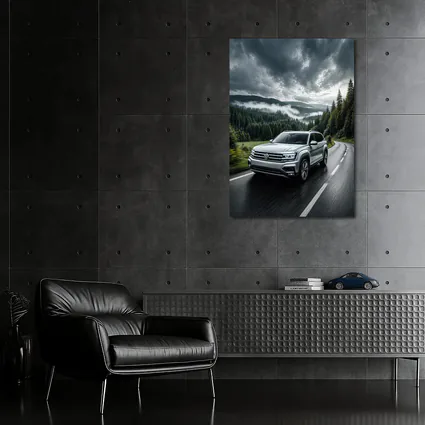 Volkswagen Atlas SUV Stormy Forest Road Drive
