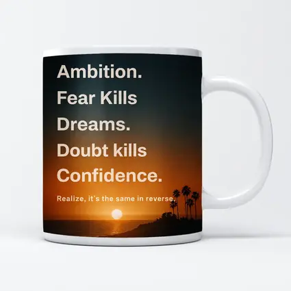 Laziness Fear Doubt Motivational Sunset Quote Art