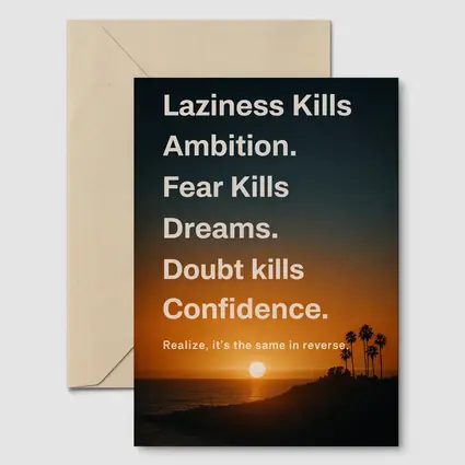 Laziness Fear Doubt Motivational Sunset Quote Art