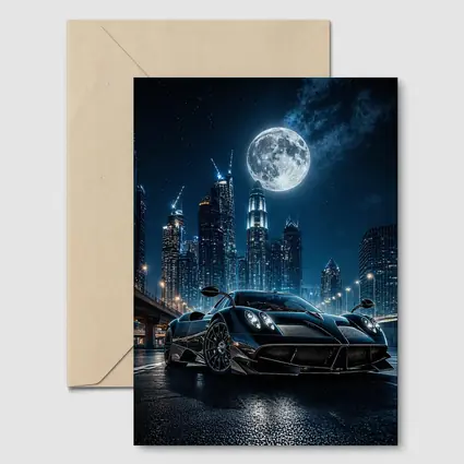 Pagani Huayra Black Supercar City Night