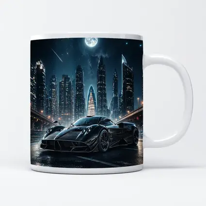 Pagani Huayra Black Supercar City Night