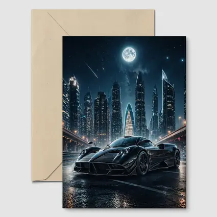 Pagani Huayra Black Supercar City Night