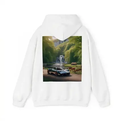 Pagani Huayra Supercar Near Waterfall Deer